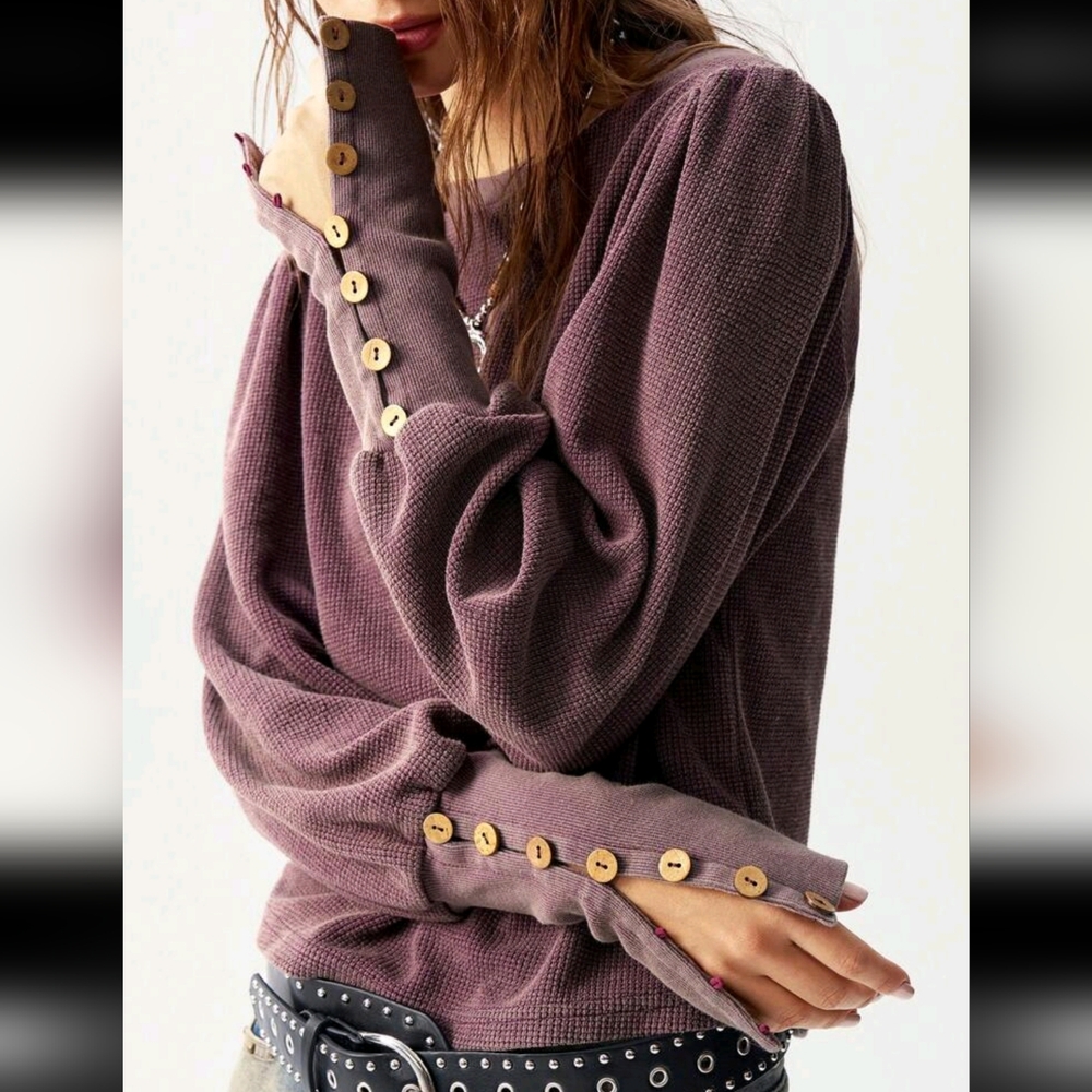 Bohemela Women's Purple Buttoned Top - Picture 5 of 5